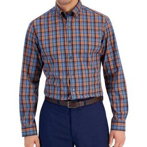 Club Room Mens Slim Fit 4Way Stretch Plaid Dress Shirt NWT